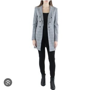 Tommy Hilfiger Gray Plaid Double-Breasted Blazer